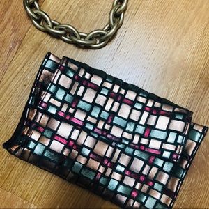 Woven metallic Anthropologie clutch